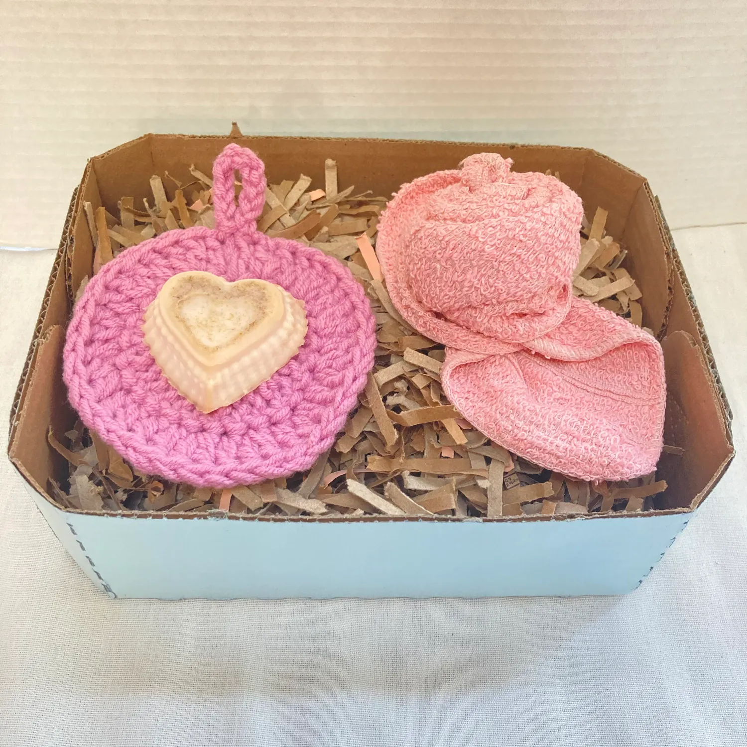 Bath Spa Gift Set Bath and Beauty Soap with Crochet Scrubby Beauty Spa Bath Washcloth 5 inch Round and Square Rose Shaped Washcloth Handcrafted Handmade in USA