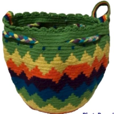 Handmade Tote Bag BUCKET BAG Small Tote Bag Bohemian Ethnic Colorful Bright Rainbow 9.75 x 6.5 in