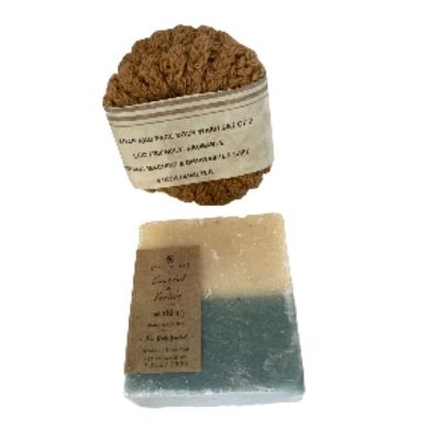 Gift Set Coconut Vanilla Soap Face Body Wash Scrubby Set Beauty Spa Bath Handcrafted Handmade in the USA