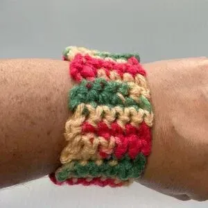 Handmade Bracelet Rasta Jamaican Colorful Rainbow Crochet Stretch UNISEX