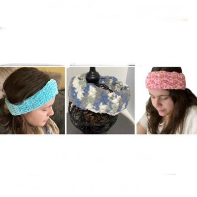 Handmade Headband Chenille Crochet  Handcrafted Handmade in the USA  21 inches x 3 inches