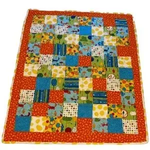 Handmade Quilt Blanket Throw  Rectangular Patch Quilt Colorful Bright 36  x 29 inches