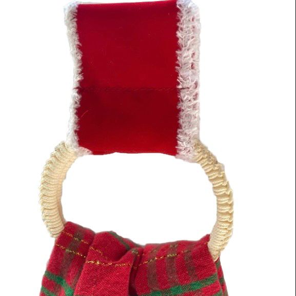 Kitchen Towel Holder SANTA SUIT Christmas with Hanging Rings Handcrafted Holiday Christmas