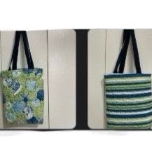 Handmade Tote Bag Nautical Ocean Sea Shell Starfish  Green Blue White Handcrafted Quilted 11 x 12 x 3 inches