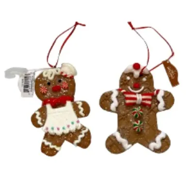 ORNAMENTS Christmas Holiday Gingerbread Cookie Girl and Boy Set of 2