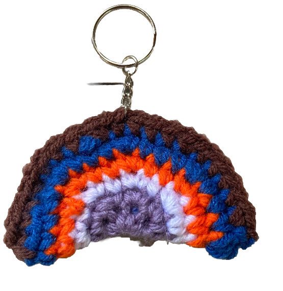 Keychain Rainbow Crochet Pride Charm 3.5 x 2.5 inches
