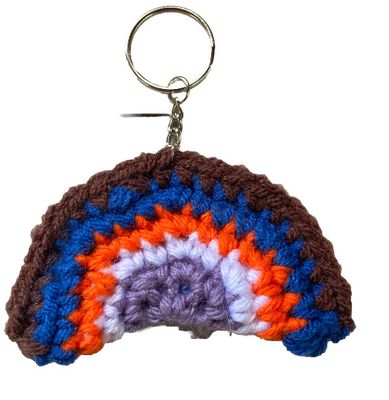 Keychain Rainbow Crochet Pride Charm 3.5 x 2.5 inches
