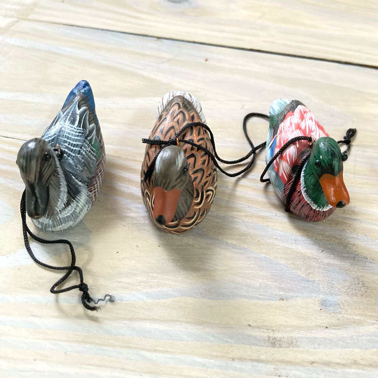 Set of 5 Mallard DUCK Ornaments 2.5 x 1  x 1.25 inches