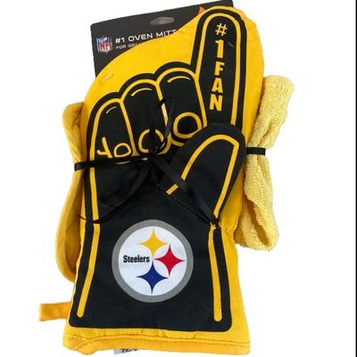 Gift Set NFL Pittsburgh STEELERS Oven Mitt Oven Pad Washcloth 3 Piece Set