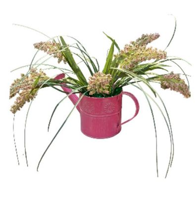 Centerpiece Floral Decor Decorative Watering Can Pink Floral 4.5 inches tall