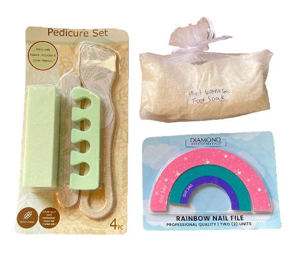 Pedicure Gift Set Rainbow Colorful Hand Fingernail and Foot File and Foot Soak