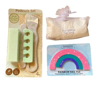 Pedicure Gift Set Rainbow Colorful Hand Fingernail and Foot File and Foot Soak