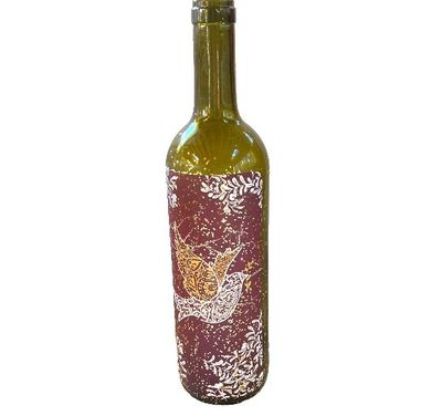 ​Lovely DOVE Bird Lit Up Cork Green Wine Bottle Festive Winter Holiday 12 inches Tall