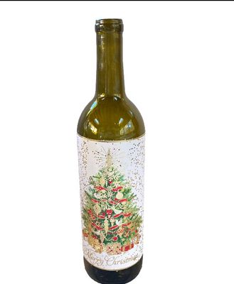 CHRISTMAS TREE Lit Up Cork Green Wine Bottle Festive Winter Holiday 12 inches Tall