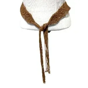 Boho Bohemian Gypsy Hippie Macrame Belt with Tie Cords Brown Fringe Womens 34 Waist