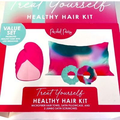 Hair Kit with Head Wrap Satin Scrunchies and Satin Pillow Case