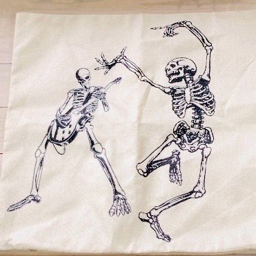 ROCKING and DANCING SKELETONS Throw Pillow Cover with Zipper Closure 17.5 x 17.5
