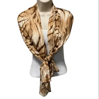TALBOTS Zebra Call of the Wild Designer Scarf Tan Beige Brown 56 x 14 inches