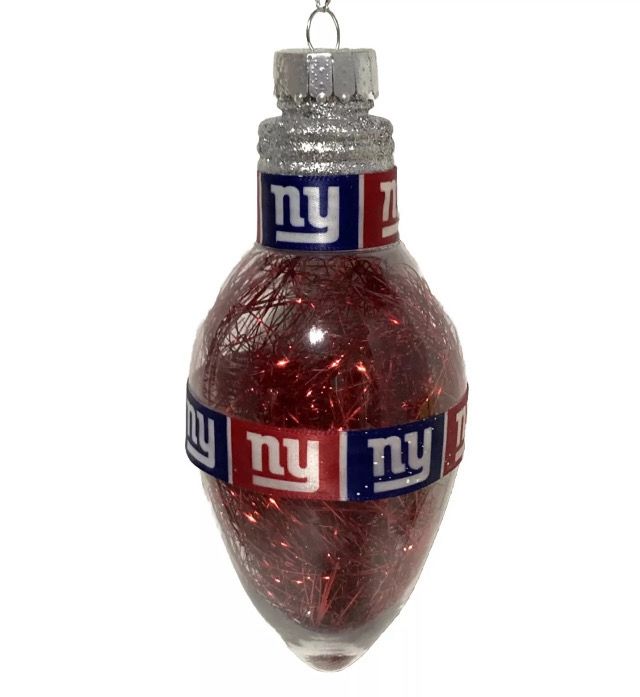 New York Giants Tinsel Light Bulb Hanging Christmas  Ornament 6” x 3”