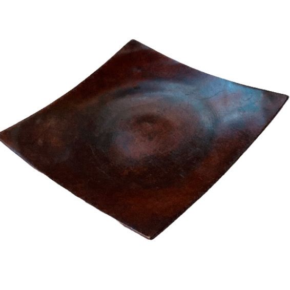 CRATE and BARREL Candle Plate KOBE Brown Metal 4.75 inch Square