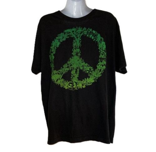 THE GREEN PROJECT Peace Sign Tree of Life Unisex Black Green Tshirt Mens Large