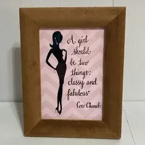 Fashion Inspirational Quote In Sleek Velveteen Tan Frame 9.25 x 7.25 inches