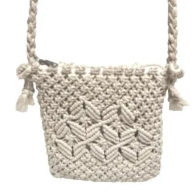 Handmade Purse MACRAME Handmade Small Purse Zipper Closure Lined 7 x 7.75 x 0.5 inches