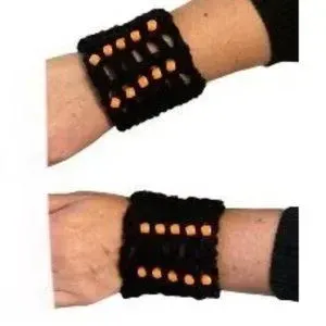 Handmade Cuff Bracelets Pair Gothic Steampunk Crochet Halloween Theme Bracelets Stretchy