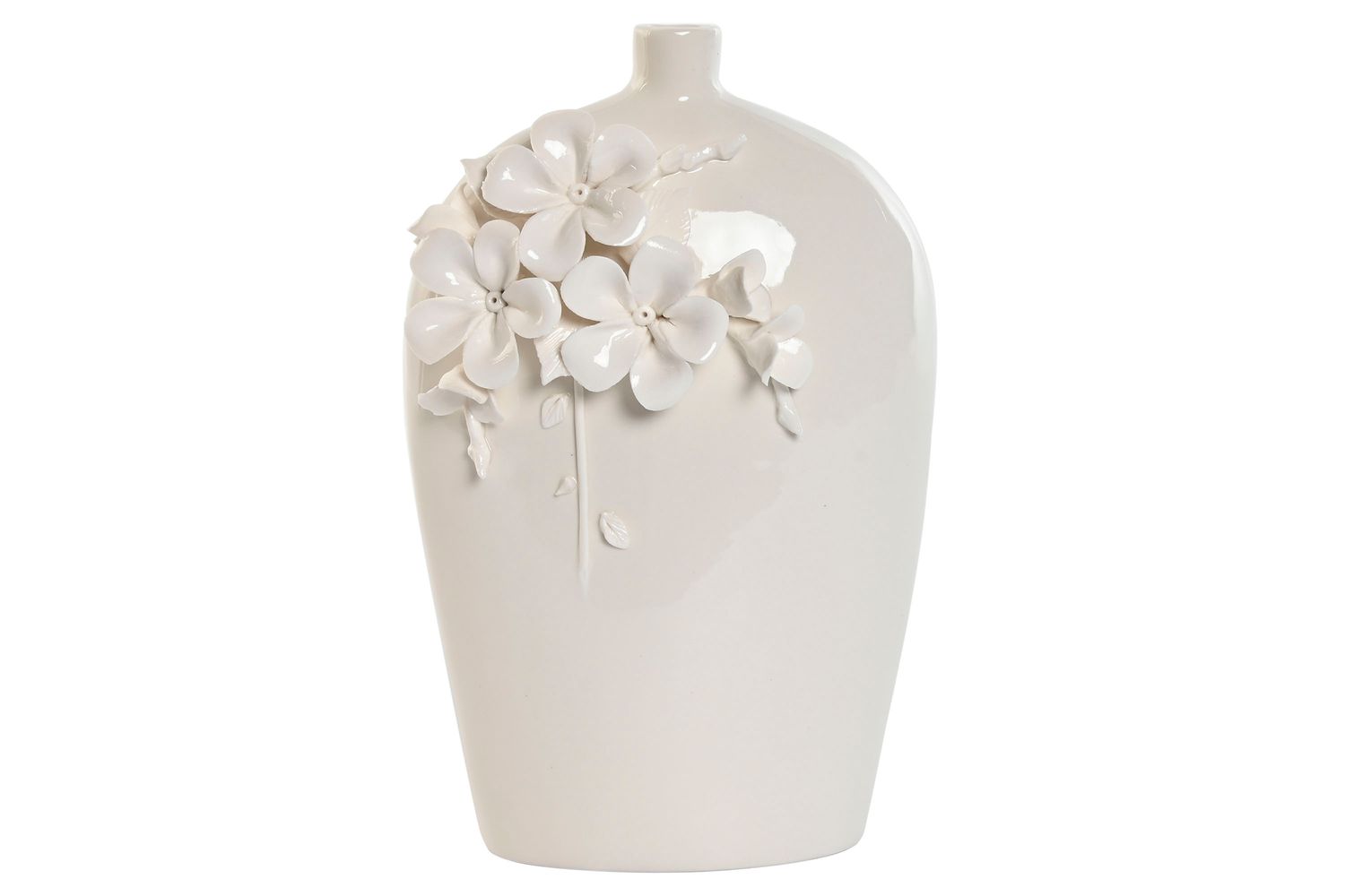 JARRÓN GRES FLORES BLANCO