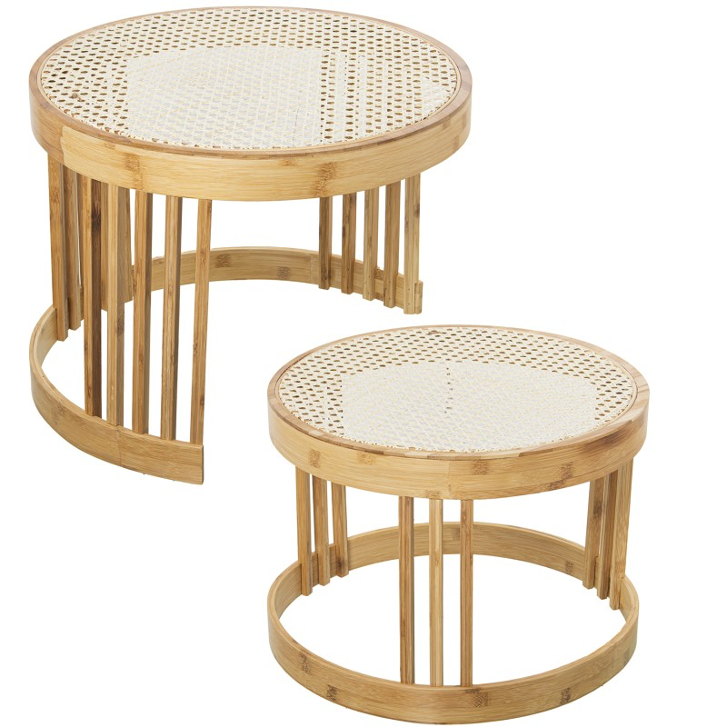 SET DE 2 MESAS AUXILIARES RATÁN/BAMBÚ