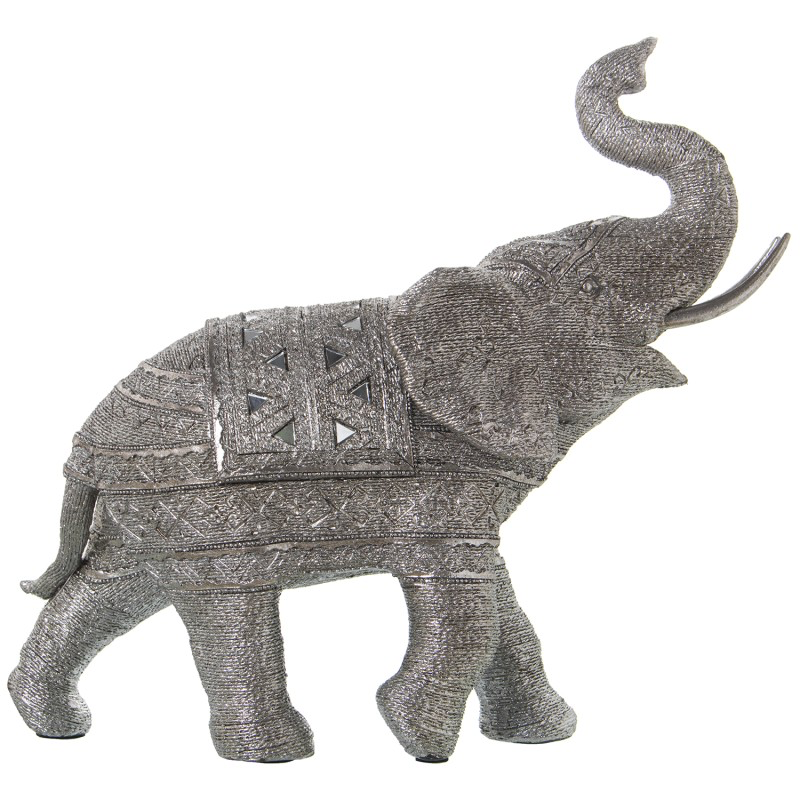 FIGURA RESINA ELEFANTE PLATEADO