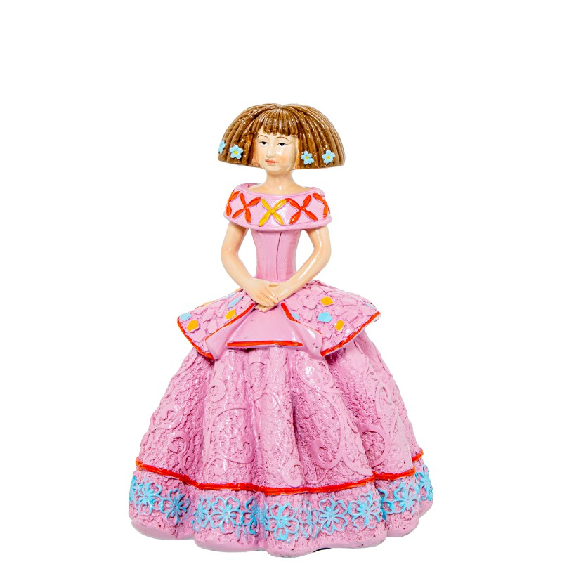 FIGURA MENINA RESINA ROSA