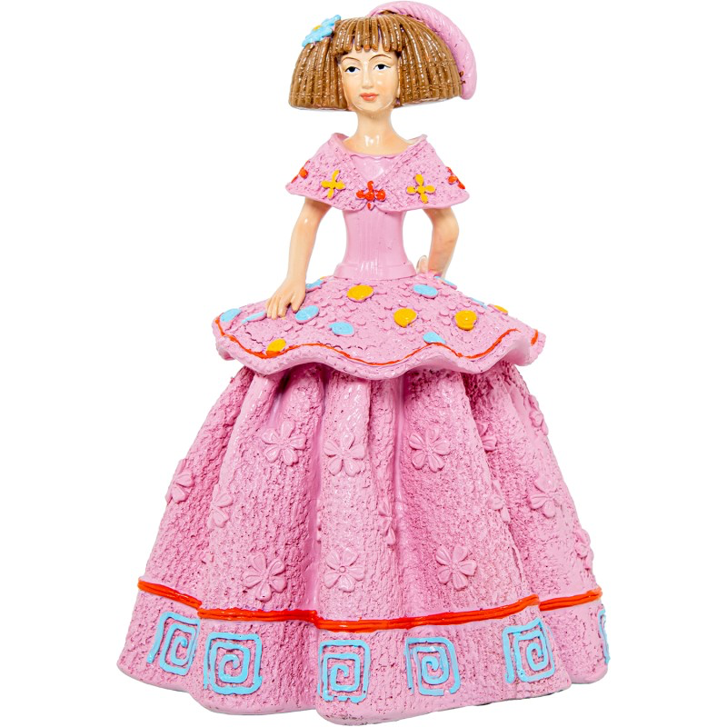 FIGURA MENINA RESINA ROSA