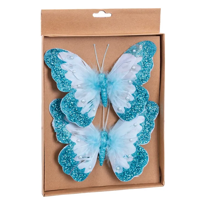 SET DE 2 MARIPOSAS CON CLIP TURQUESA
