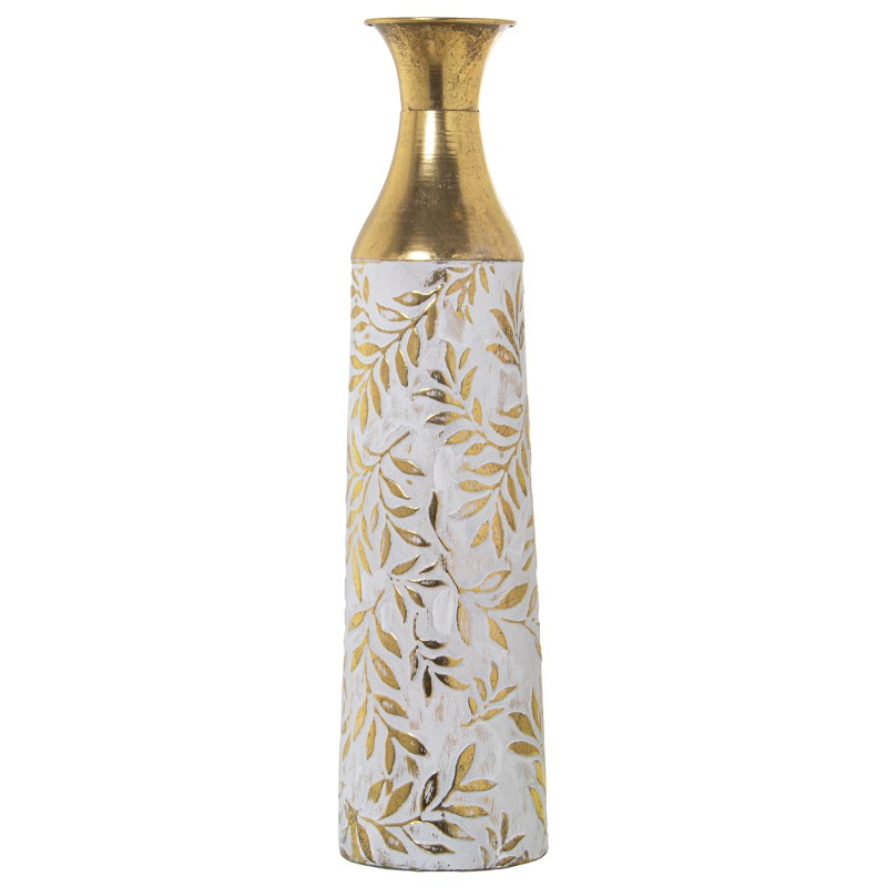JARRÓN METAL DORADO/BLANCO