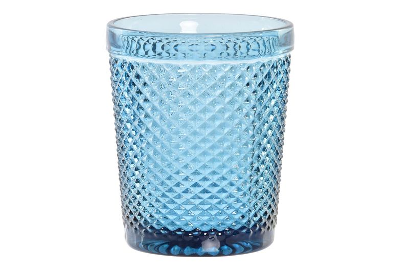 SET DE 6 VASOS CRISTAL GRABADO AZUL