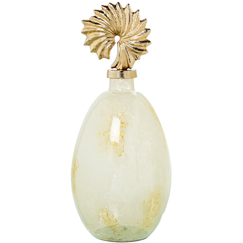 JARRÓN CRISTAL CON TAPA ALUMINIO DORADO