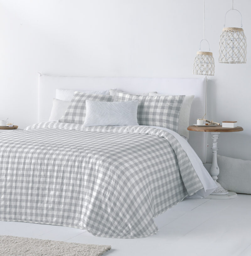 EDREDÓN SLOAM REVERSIBLE VICHY GRIS (PARA CAMA Y PARA DE 135 cm.)