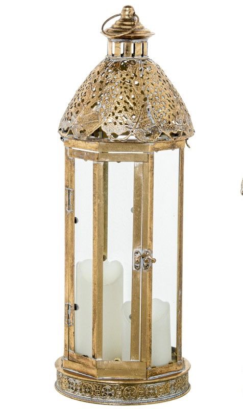 FAROL PORTAVELA METAL DORADO
