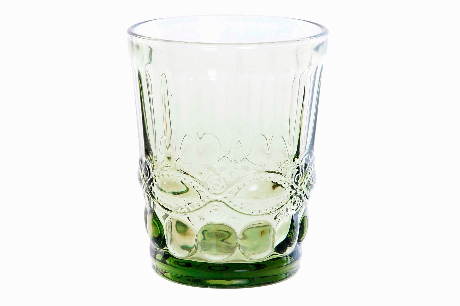 SET DE 6 VASOS DE CRISTAL GRABADO VERDE