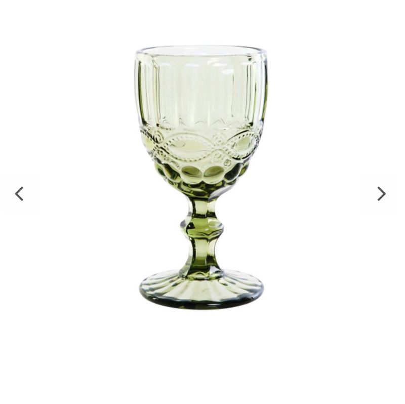 SET DE 6 COPAS DE CRISTAL GRABADO EN VERDE