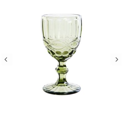 SET DE 6 COPAS DE CRISTAL GRABADO EN VERDE