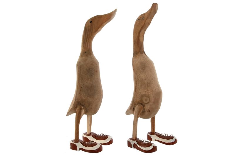 FIGURA DECORATIVA PATO MADERA TALLADA