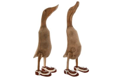 FIGURA DECORATIVA PATO MADERA TALLADA