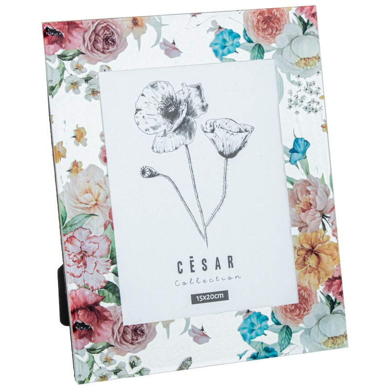 PORTAFOTO CRISTAL FLORES 15x20 cm.