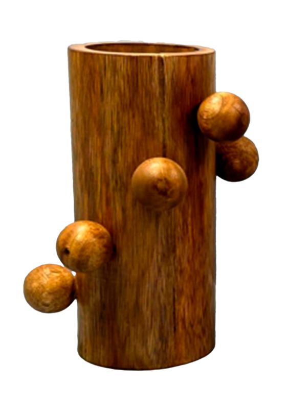 JARRÓN MADERA DE MANGO BOLAS
