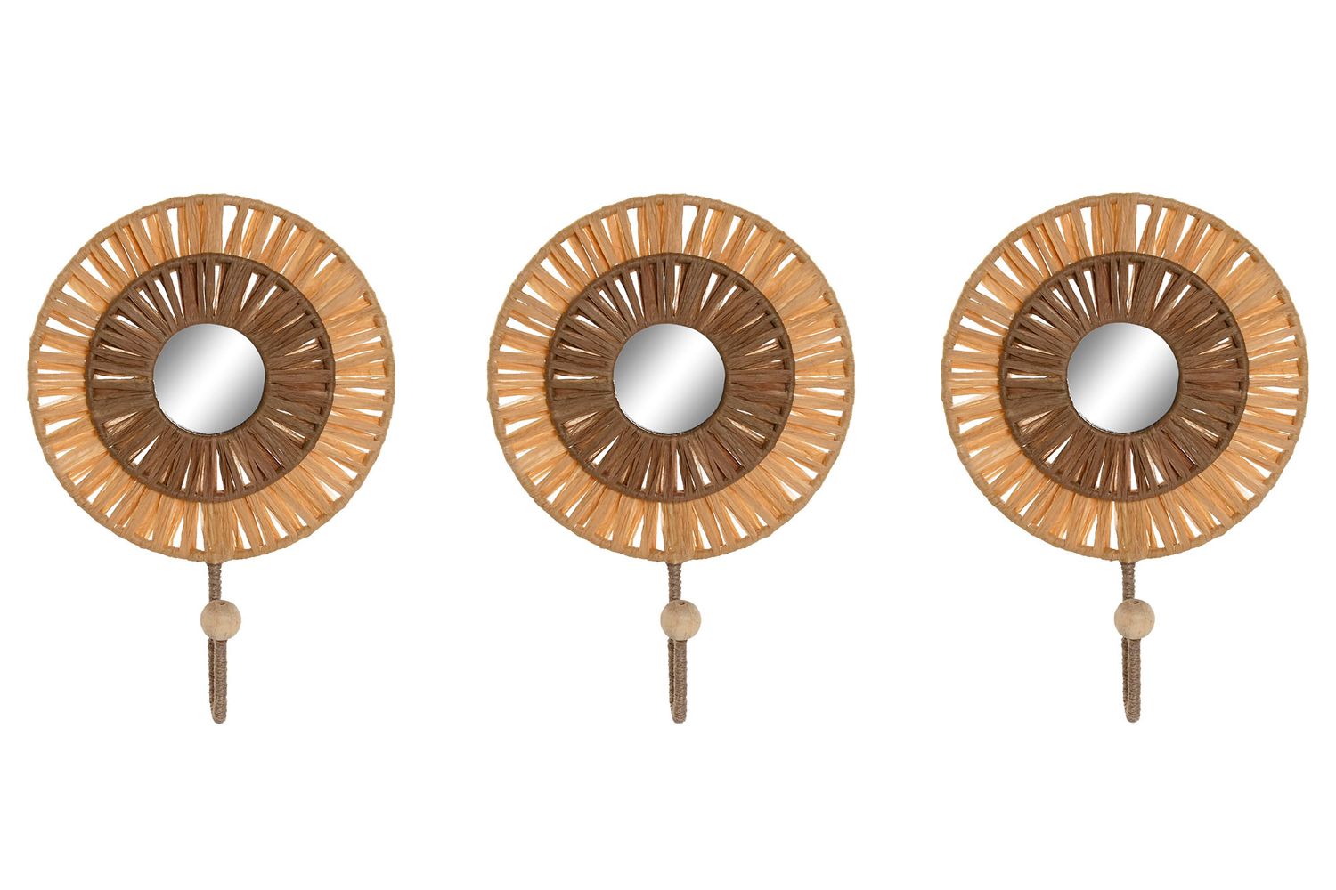 SET DE 3 PERCHAS RAFIA METAL