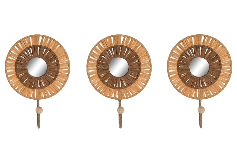 SET DE 3 PERCHAS RAFIA METAL