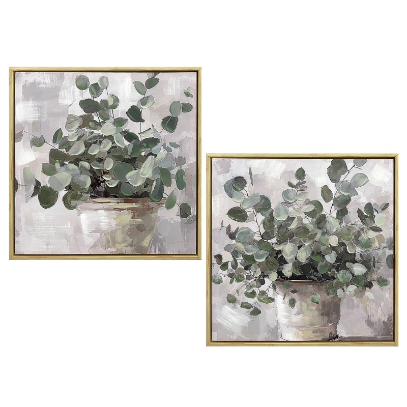 SET DE 2 CUADROS MADERA CON MARCO PLANTAS