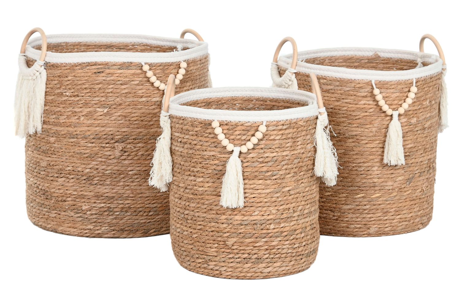 SET DE 3 CESTAS DE FIBRA Y CUERDA NATURAL